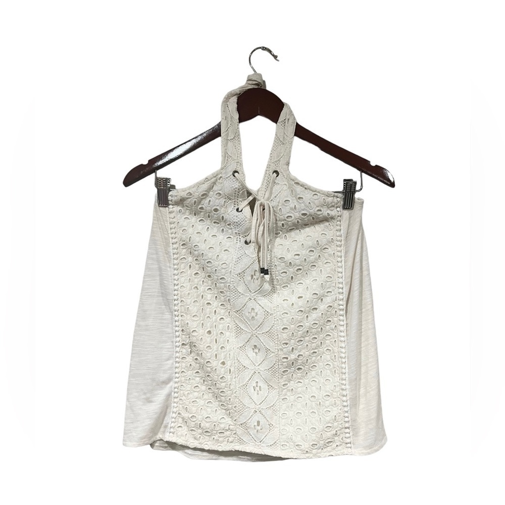 Maurices Boho 90s y2k Style Cottagecore Halter Top Size Medium Cream